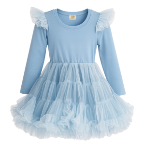 SUKIENKA Z FALBANKAMI- BŁĘKIT