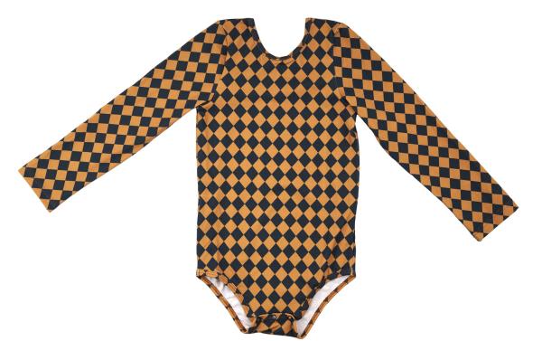 BODYSUIT- NAVY MUSTARD DIAMONDS